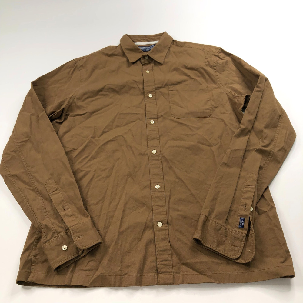 Scotch & Soda Large Regular Button Long Sleeve Casual Shirt Brown MINT